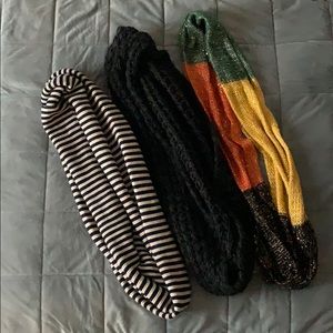 Three Knitted Infinity Scarves